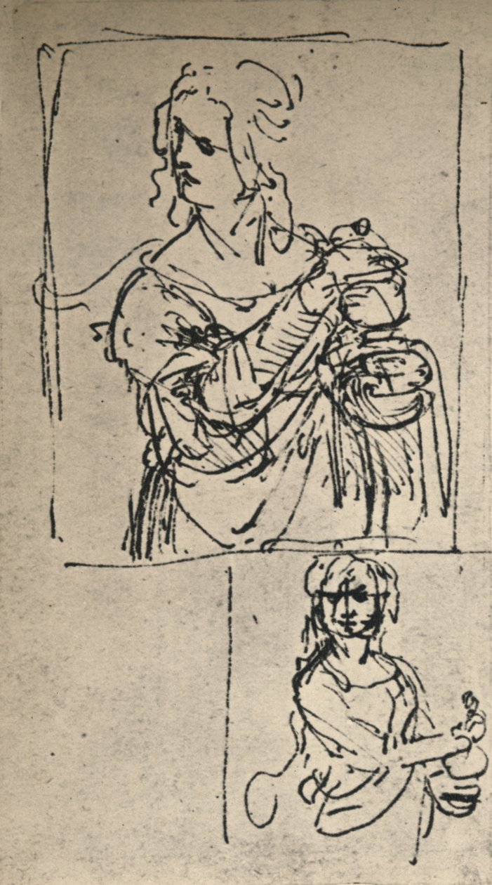 دراسات للقديسة مريم المجدلية ، c1480-1482 1945 بواسطة ليوناردو دا فينشي