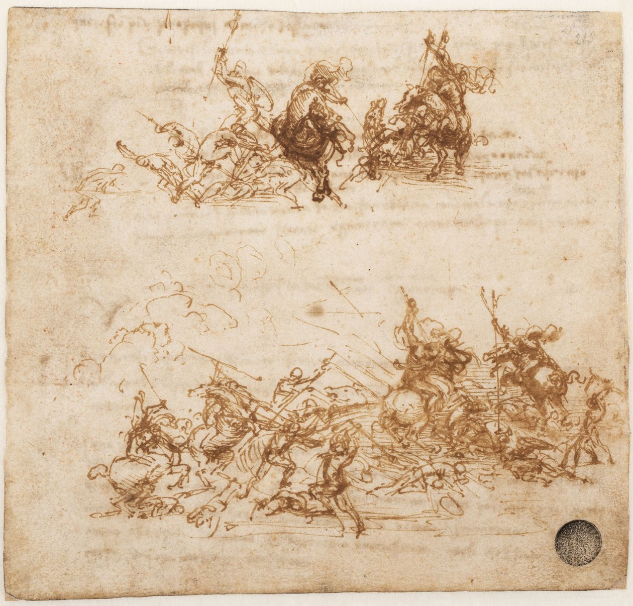 دراسة لمعركة Anghiari ، حوالي 1503-1504. بواسطة ليوناردو دا فينشي