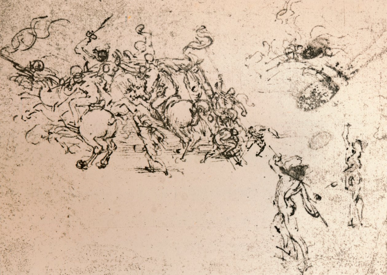 دراسة للرسوم المتحركة لمعركة Anghiari ، c1472-c1505 1883 بواسطة ليوناردو دا فينشي