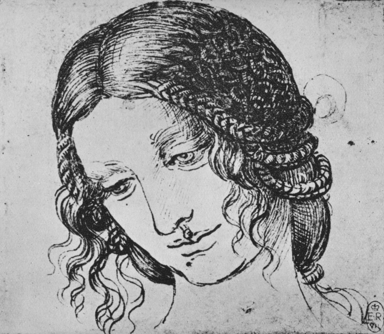 دراسة شعر مضفر نسائي ، c1480 1945 بواسطة ليوناردو دا فينشي