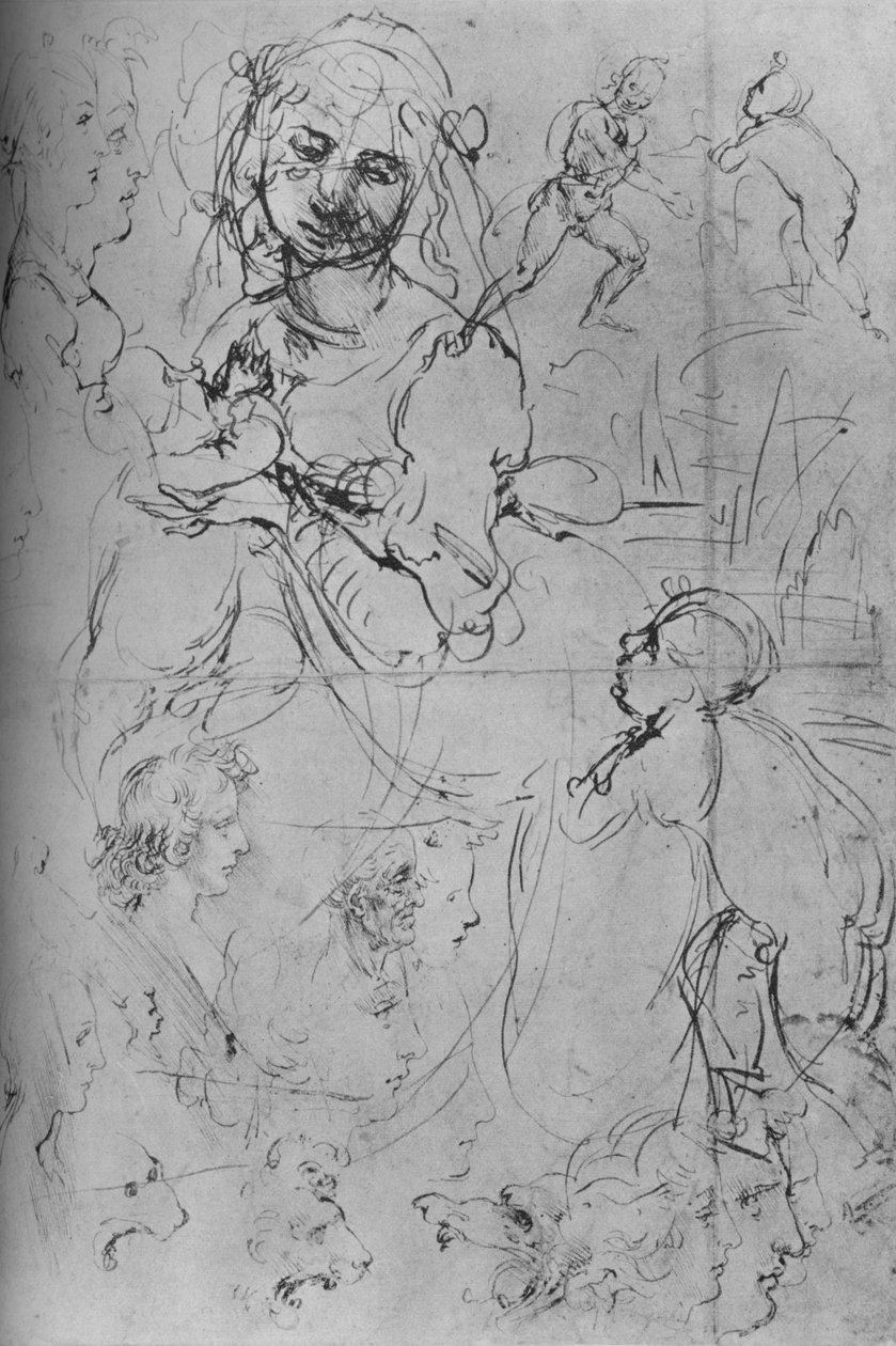 مادونا والطفل ودراسات أخرى ، c1469 1945 بواسطة ليوناردو دا فينشي
