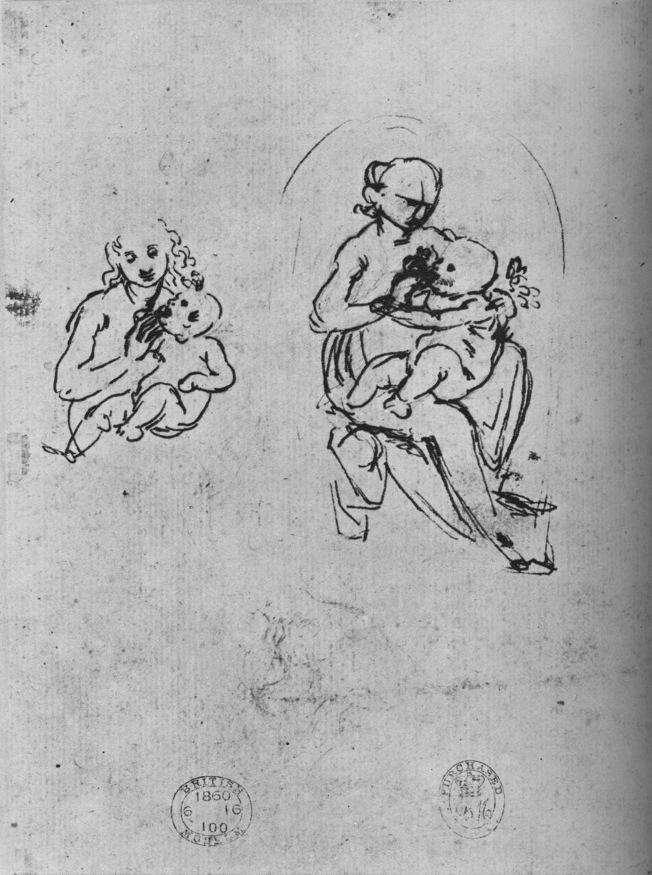ثلاث دراسات لمادونا وطفل ، c1475 1945 بواسطة ليوناردو دا فينشي