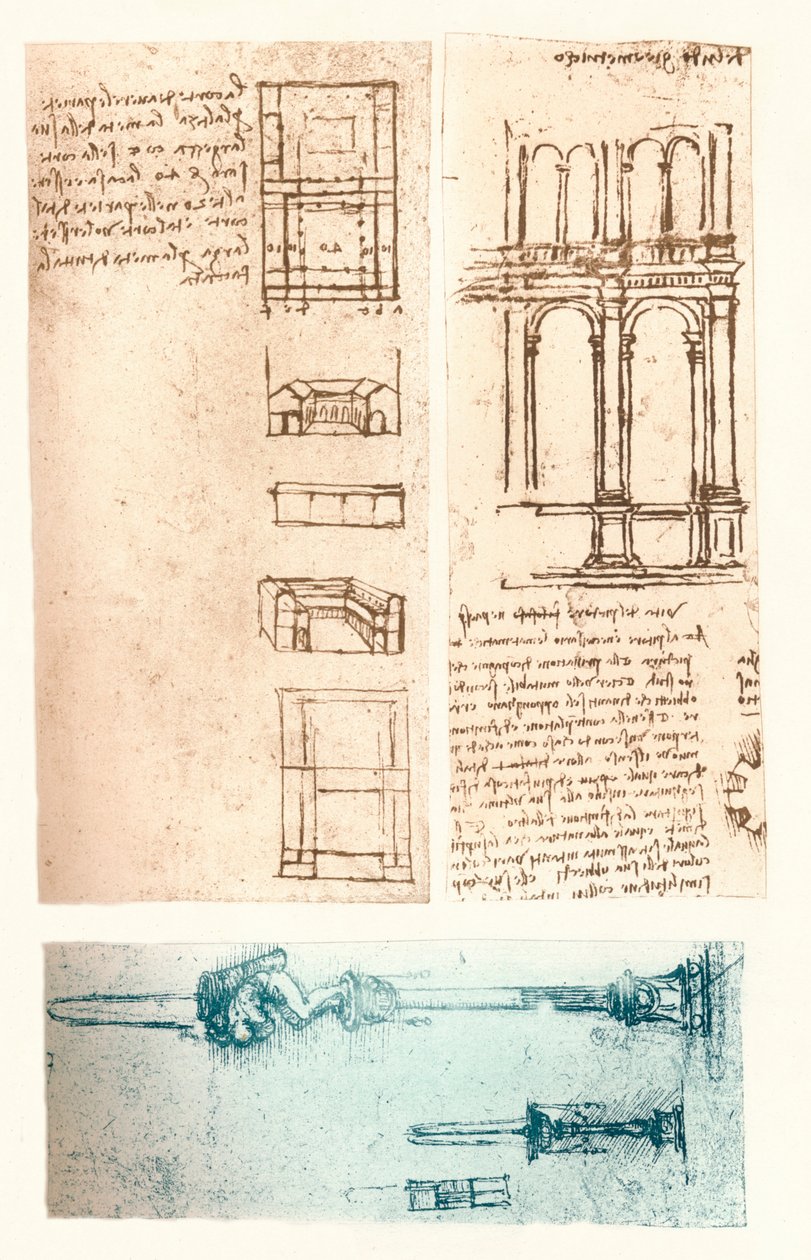 ثلاثة رسومات معمارية ، c1472-c1519 1883 بواسطة ليوناردو دا فينشي