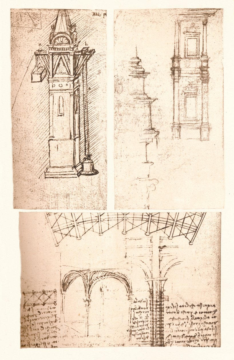 ثلاثة رسومات معمارية ، c1472-c1519 1883 بواسطة ليوناردو دا فينشي