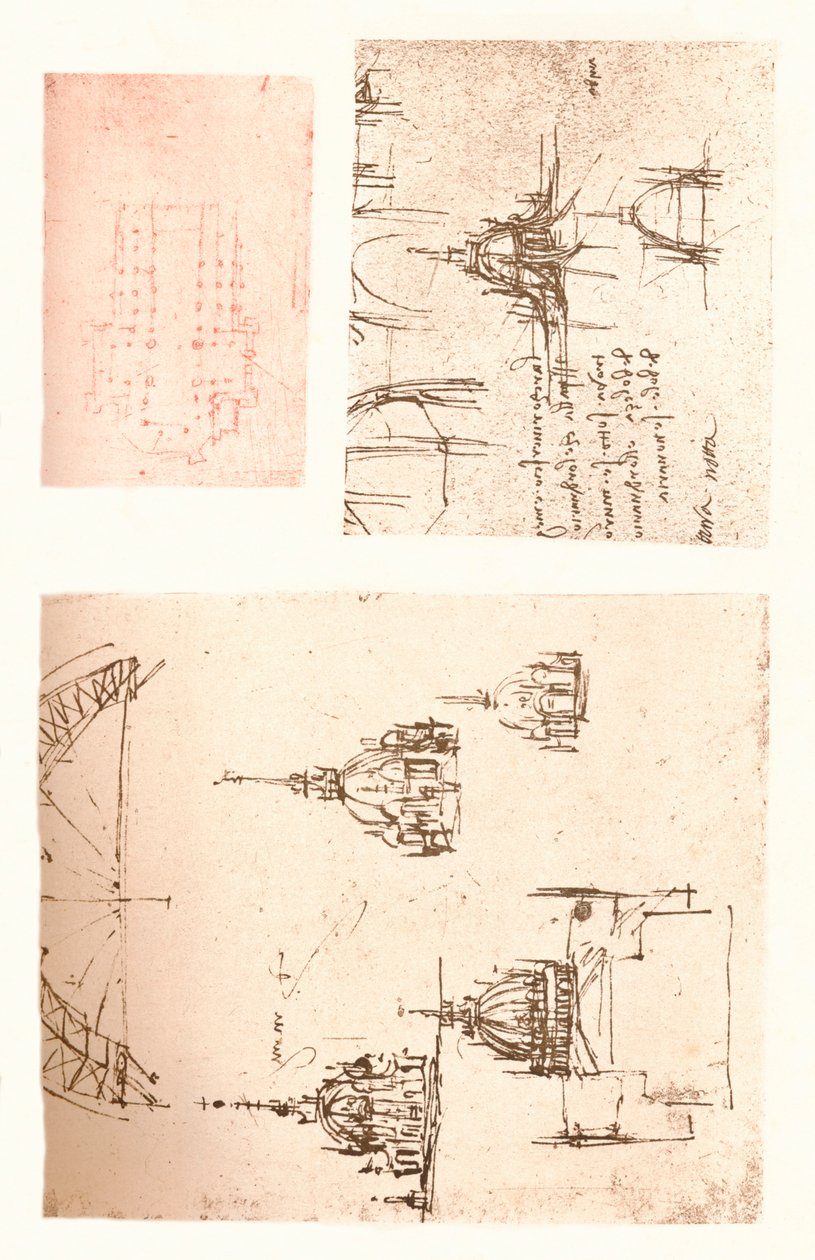 ثلاثة رسومات لكاتدرائية ميلانو ، c1472-c1519 1883 بواسطة ليوناردو دا فينشي