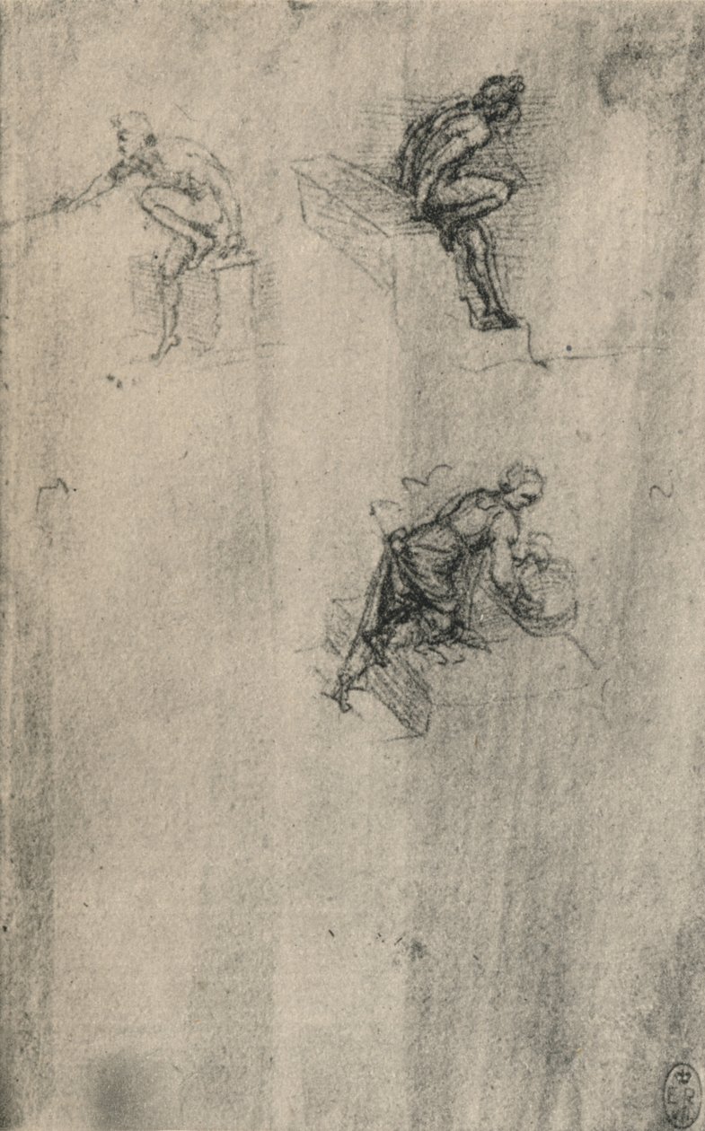 اثنين من العراة جالسين وغسل امرأة ، c1480 1945 بواسطة ليوناردو دا فينشي