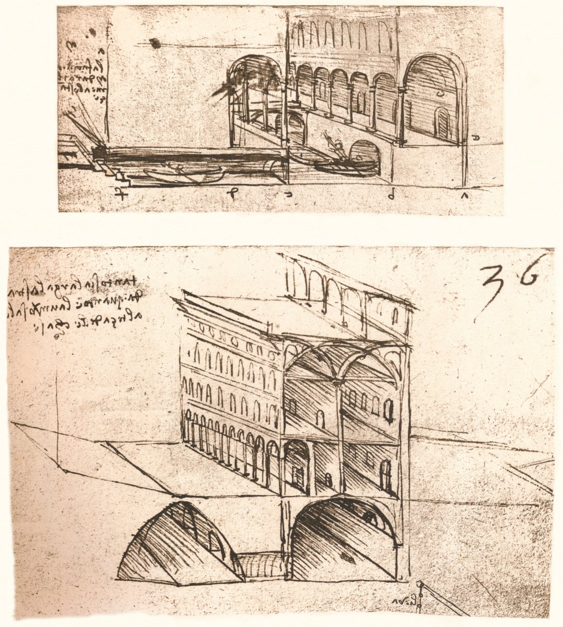 خطتان للقنوات في المدينة ، c1472-c1519 1883 بواسطة ليوناردو دا فينشي