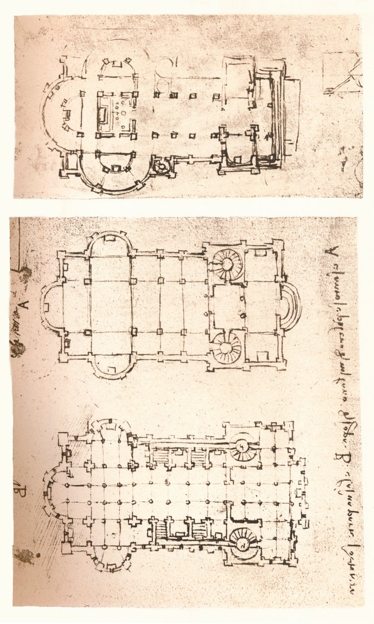 خطتان للكنائس ، c1472-c1519 1883 بواسطة ليوناردو دا فينشي