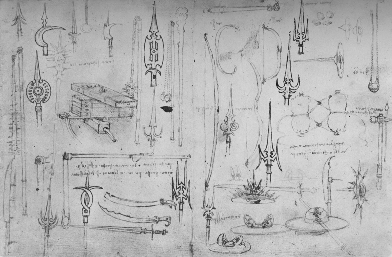 الأسلحة المختلفة للهجوم والدفاع ، c1480 1945 بواسطة ليوناردو دا فينشي