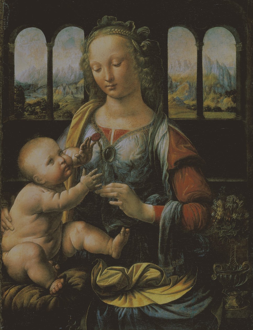 Virgin and Child, c.1473 (oil on panel) بواسطة ليوناردو دا فينشي