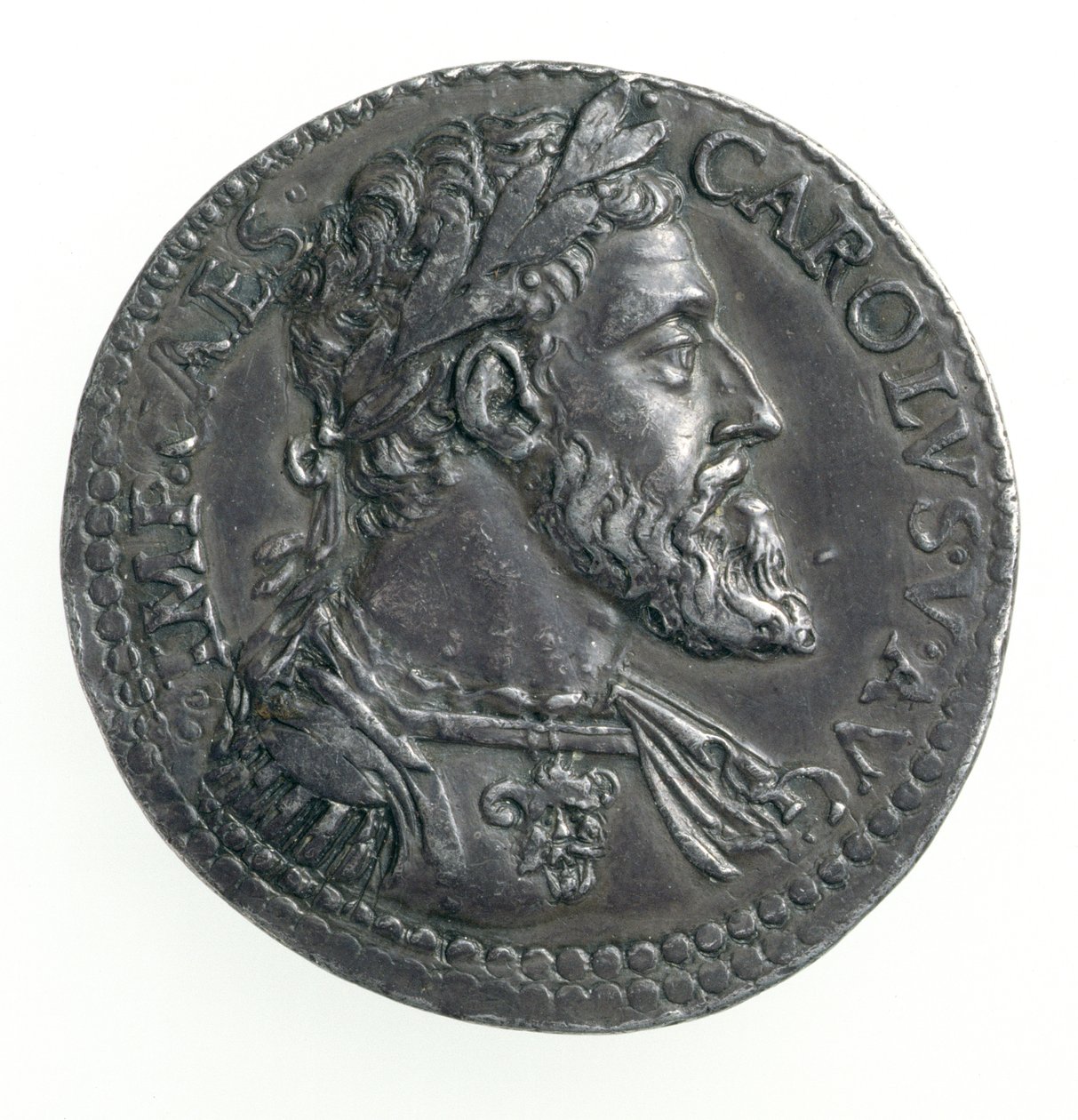 Testone of Charles V (1500-58) دوق ميلان ، محفور بواسطة Dye ، 1535-56 (الوجه) (الفضة) (للخلف انظر 168055) بواسطة ليون ليوني