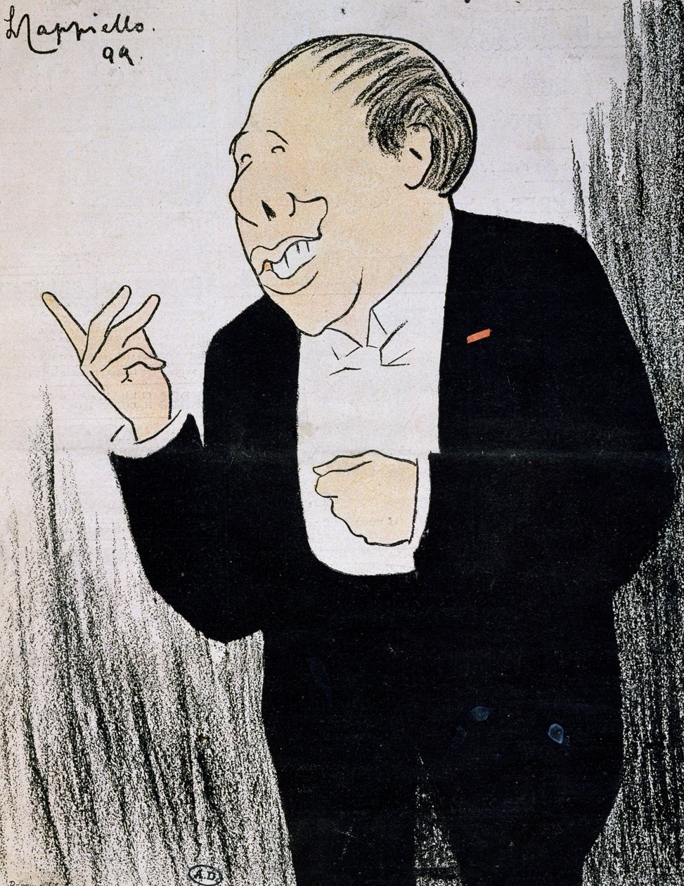 Actor Alexandre Coquelin, known as Coquelin Cadet (1848-1909) in caricature from 1899 by Leonetto Cappiello (1875-1942) بواسطة ليونيتو كابيلو