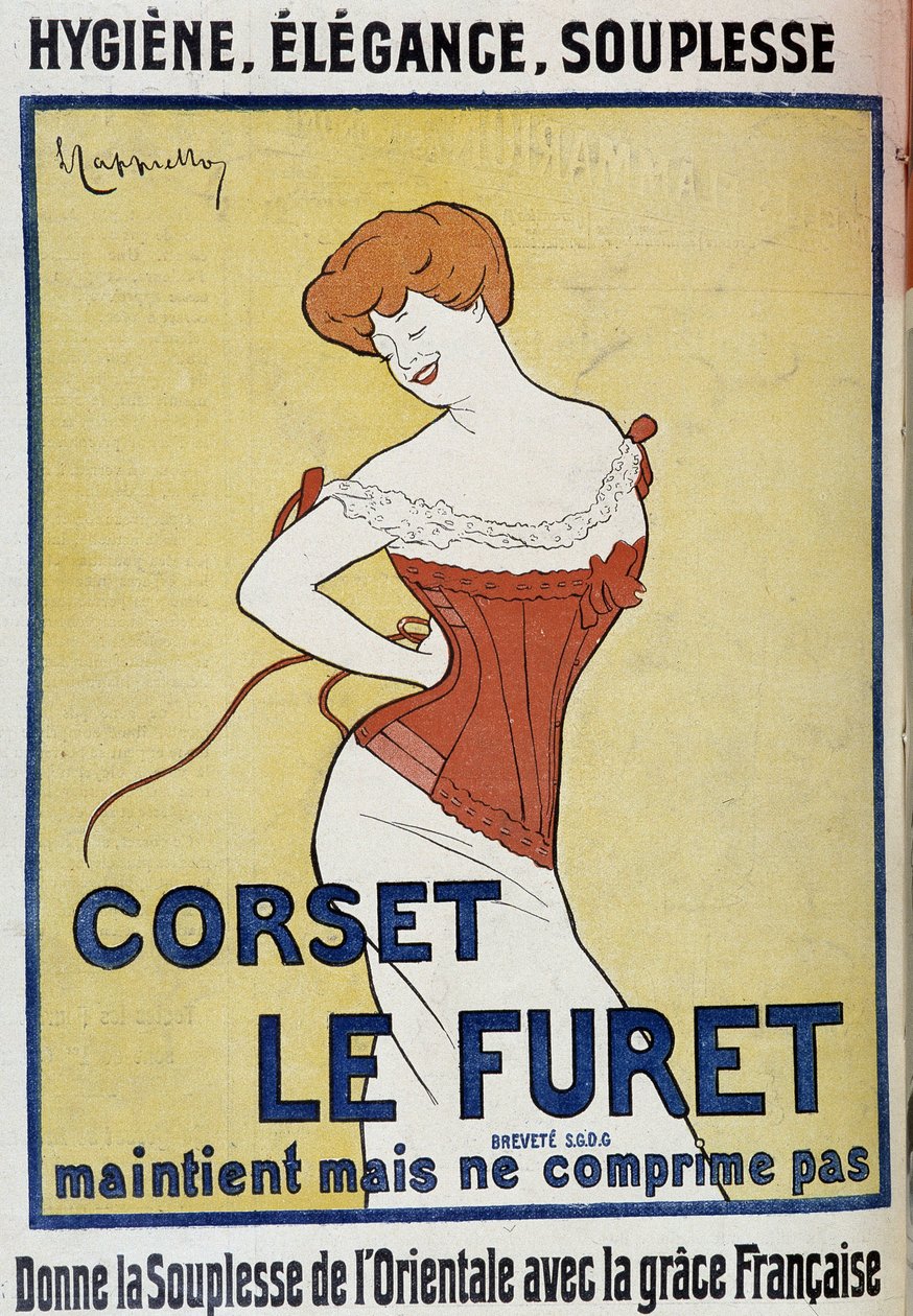 الإعلان عن "" corset Le Ferret "" - ليونيتو ​​كابيلو (1875-1942) ، في "" Le Cri de Paris " بواسطة ليونيتو كابيلو