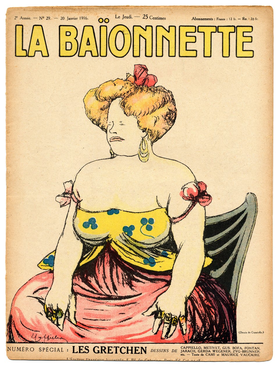 غلاف كتاب "La Baionnette" ، ساخر بألوان بواسطة ليونيتو كابيلو