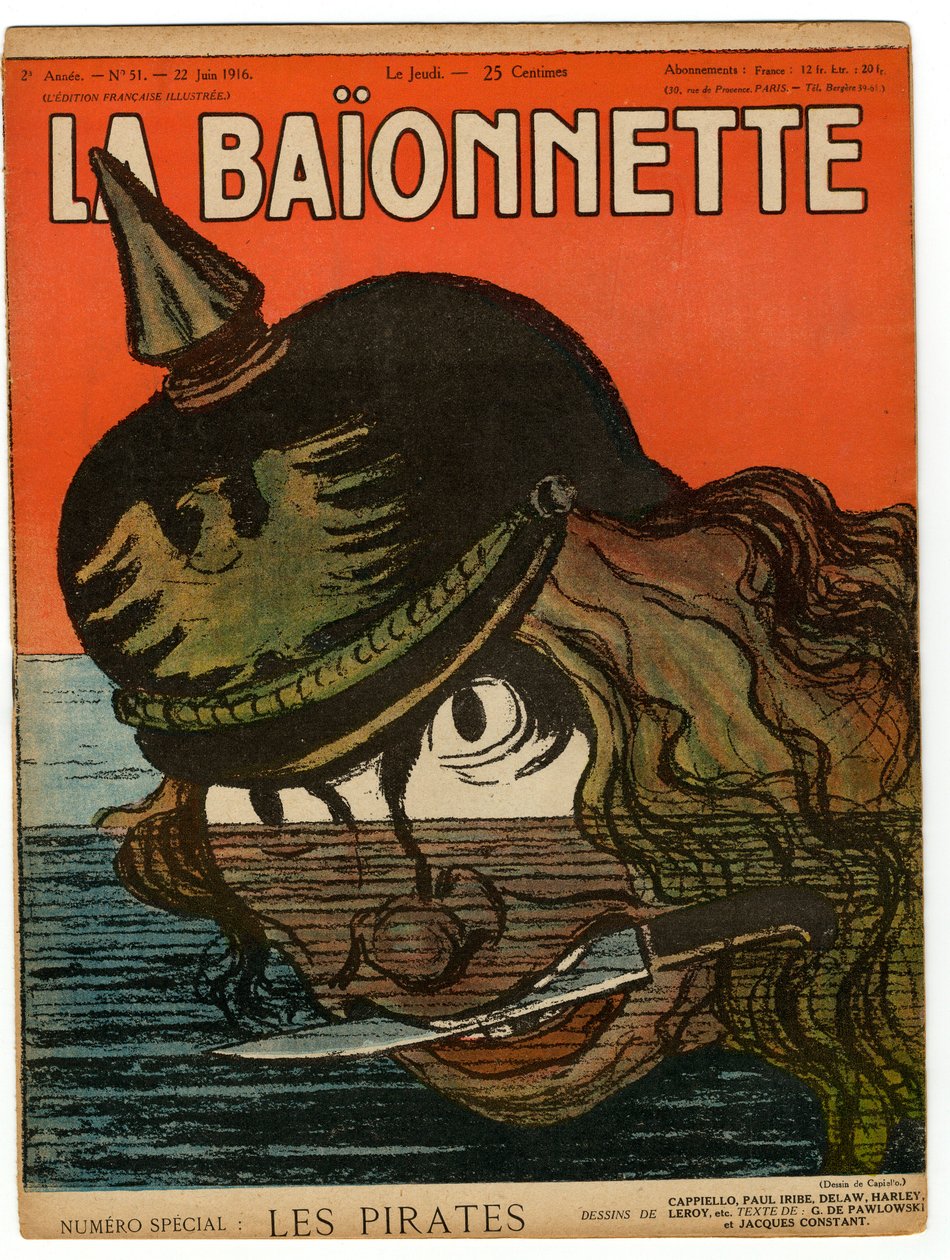 غلاف كتاب "La Baionnette" ، ساخر بألوان بواسطة ليونيتو كابيلو