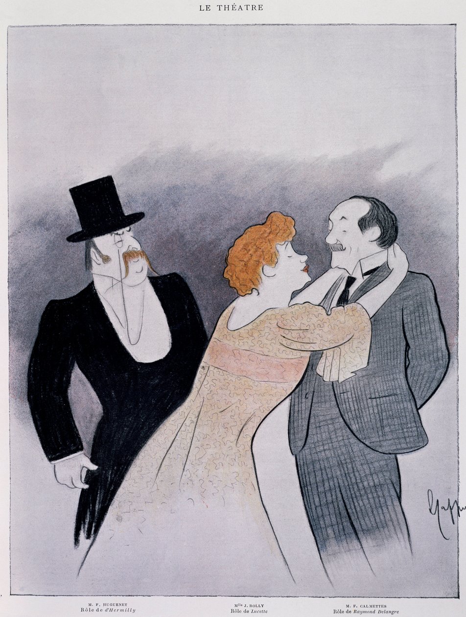 Drawing from the play "le Secret de Polichinelle" by Pierre Wolff - extrait de la revue Le Theatre بواسطة ليونيتو كابيلو