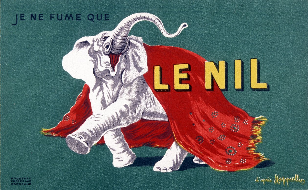 أنا فقط أدخن النيل. ملصق إعلاني للسجائر "النيل" بواسطة ليونيتو كابيلو (1875-1942). sd. القرن ال 20 بواسطة ليونيتو كابيلو