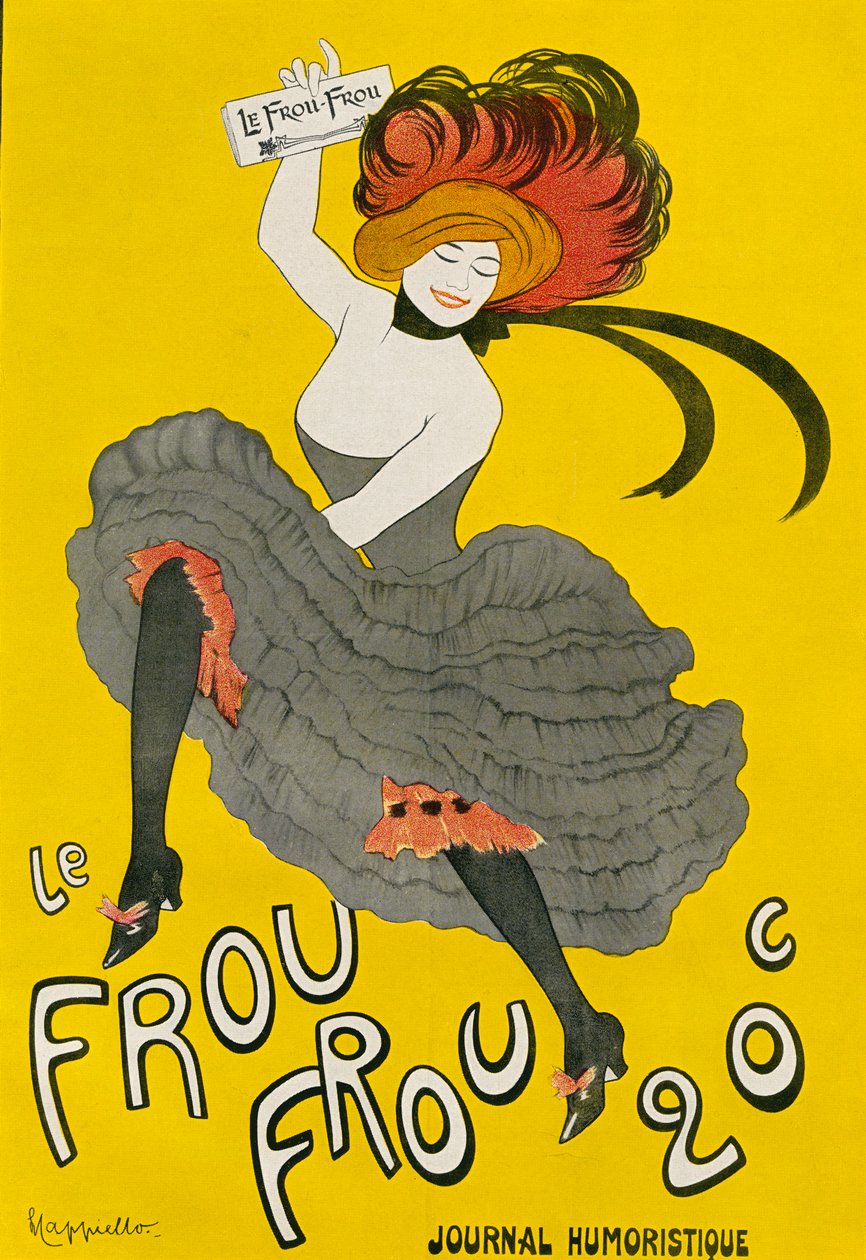 ملصق للجريدة المرحة "Le Frou Frou" بعد ليونيتو ​​كابيلو. من التاريخ الأخلاقي المصور من العصور الوسطى حتى الوقت الحاضر بقلم إدوارد فوكس ، نُشر عام 1909. بواسطة ليونيتو كابيلو