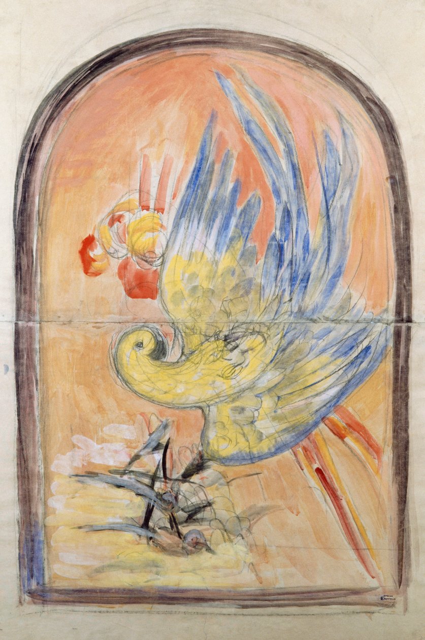 Preparatory drawing for back of Art Deco style chair for Le Perroquet