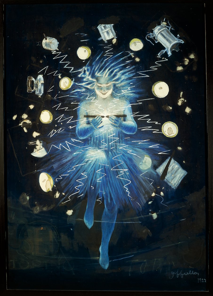 Sketch of advertisement for electrical device, by Leonetto Cappiello, pastel drawing بواسطة ليونيتو كابيلو