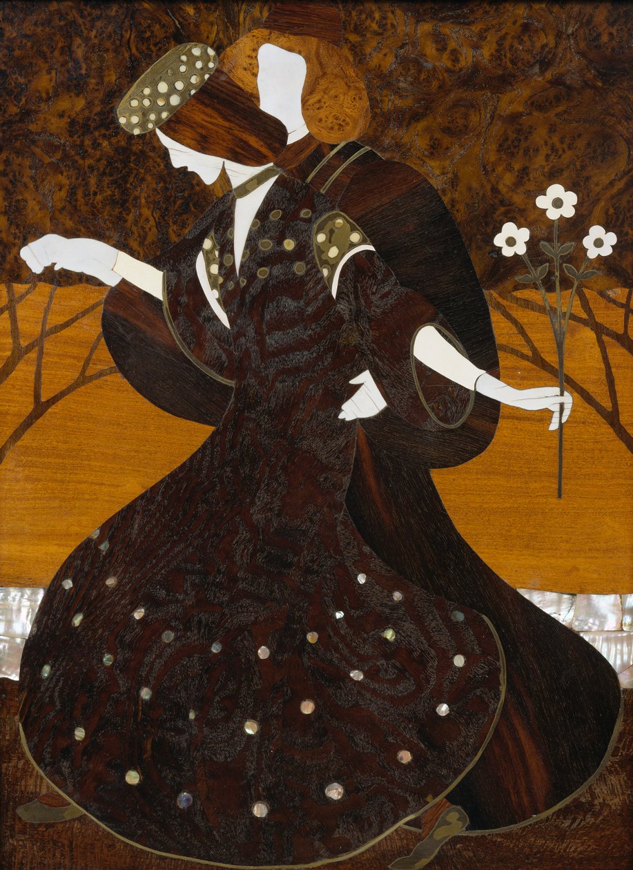 خزانة ذات أدراج ، حوالي 1908 ، من تصميم ليوبولد باور (1872-1938) ، من خشب الجوز والنحاس والصدف ، التفاصيل ، النمسا ، القرن العشرين بواسطة ليوبولد باور