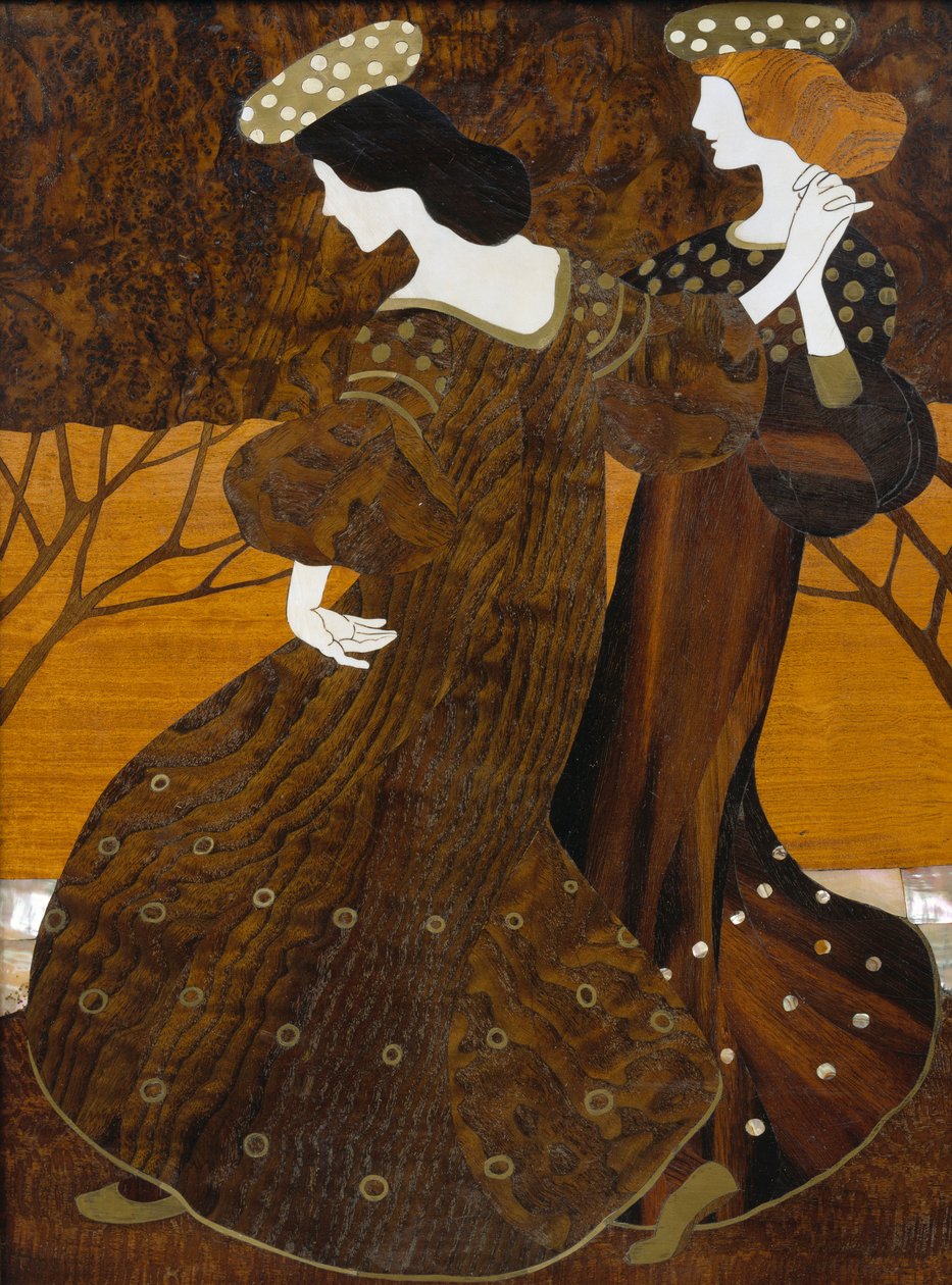 خزانة ذات أدراج ، حوالي 1908 ، من تصميم ليوبولد باور (1872-1938) ، من خشب الجوز والنحاس والصدف ، التفاصيل ، النمسا ، القرن العشرين بواسطة ليوبولد باور