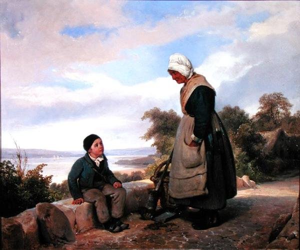 فلاحة وصبي (زيت على قماش) بواسطة ليوبولد ليبرانس