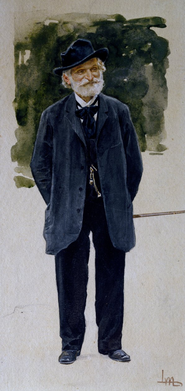 Portrait of Giuseppe Verdi (watercolor on paper) بواسطة ليوبولدو ميتليكوفيتز
