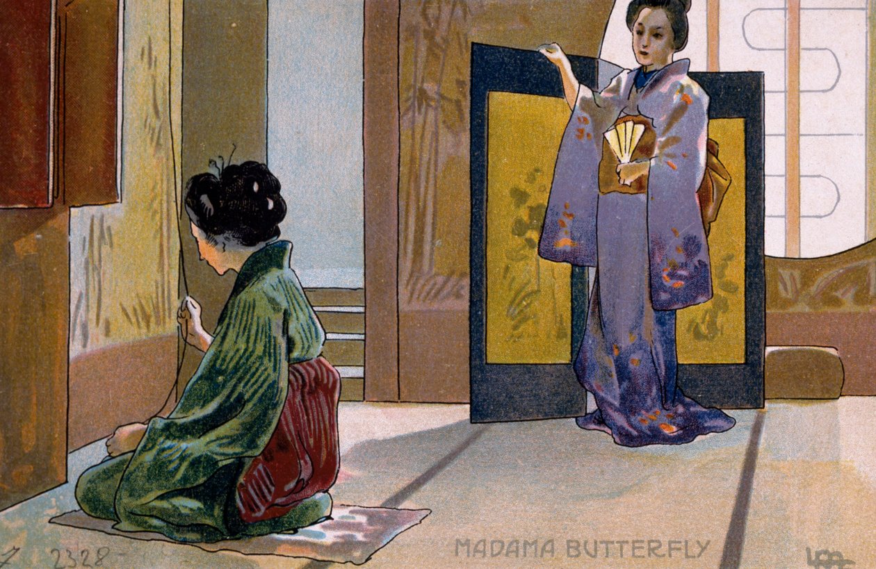 بطاقة بريدية تم إنشاؤها للعرض الأول لفيلم "Madame Butterfly" في بريشيا بواسطة ليوبولدو ميتليكوفيتز