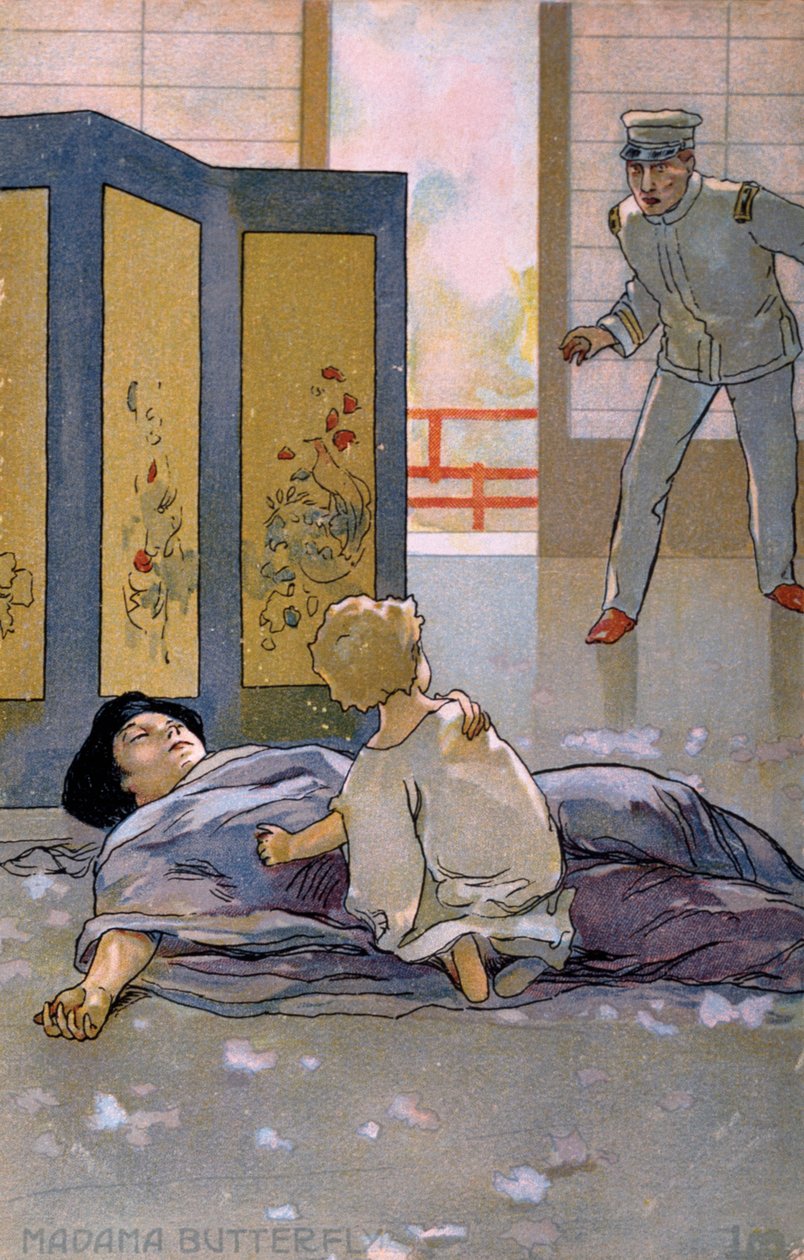 بطاقة بريدية تم إنشاؤها للعرض الأول لفيلم "Madame Butterfly" في بريشيا بواسطة ليوبولدو ميتليكوفيتز