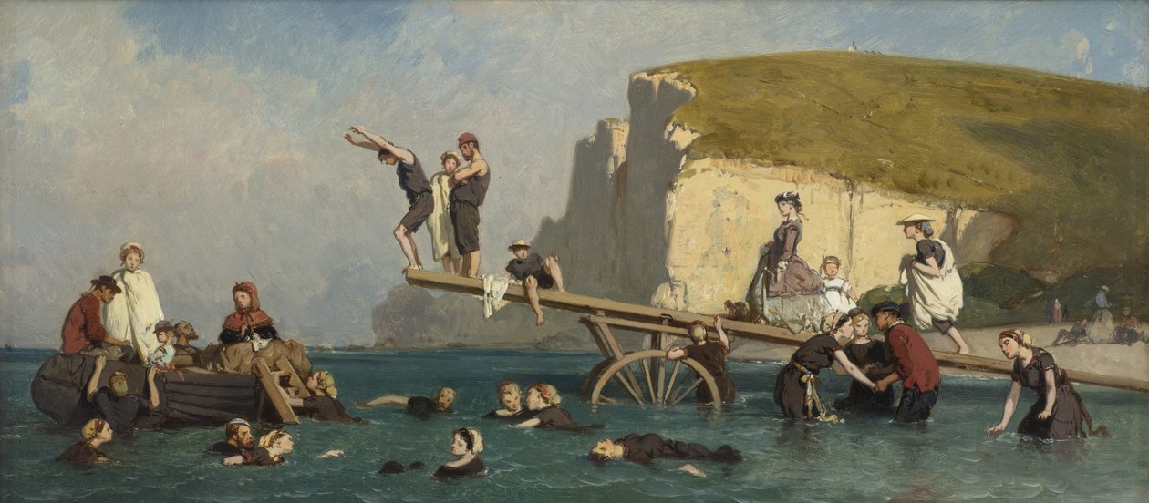 السباحون في Etretat ، ج. 1858. بواسطة Lepoittevin
