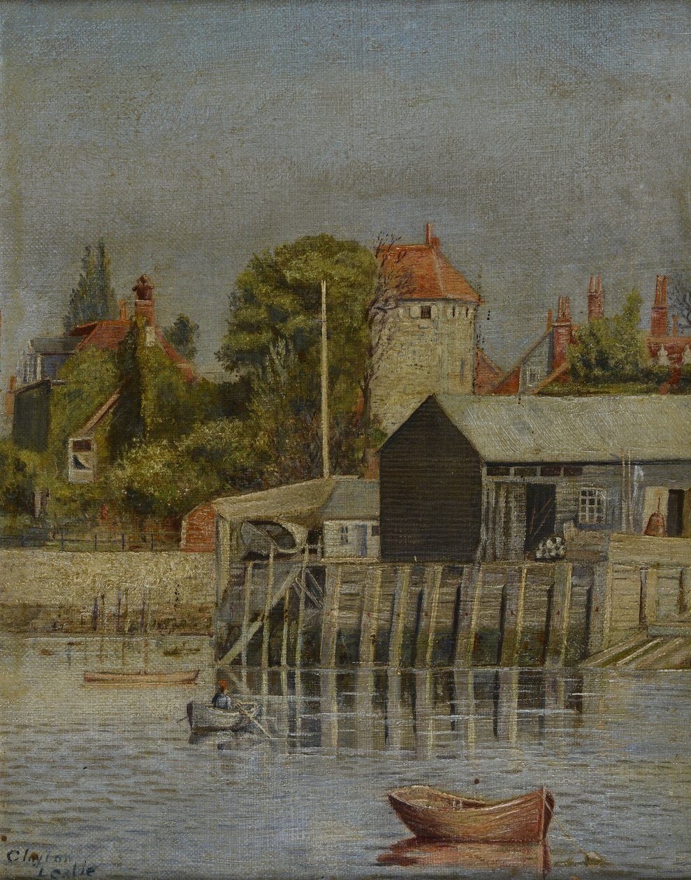 جانب القناة مع Boatyard ، 1884 بواسطة ليزلي كلايتون