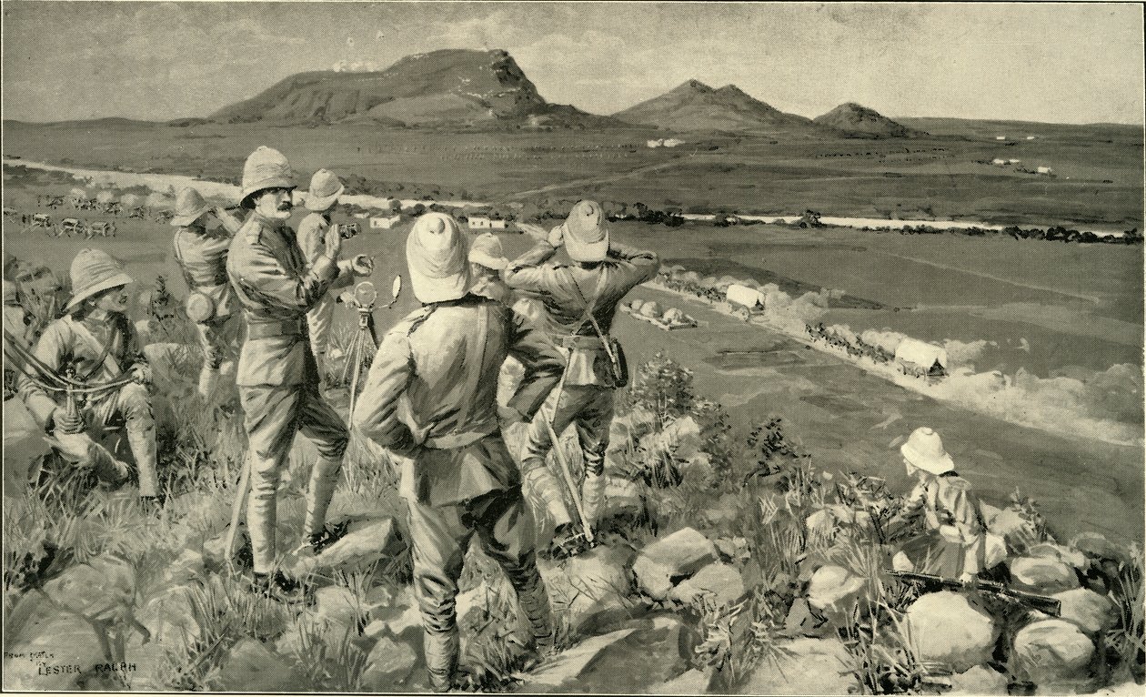 قتال ماك ولواء هايلاند في العمل في Koodoesberg '، 1900. بواسطة ليستور رالف