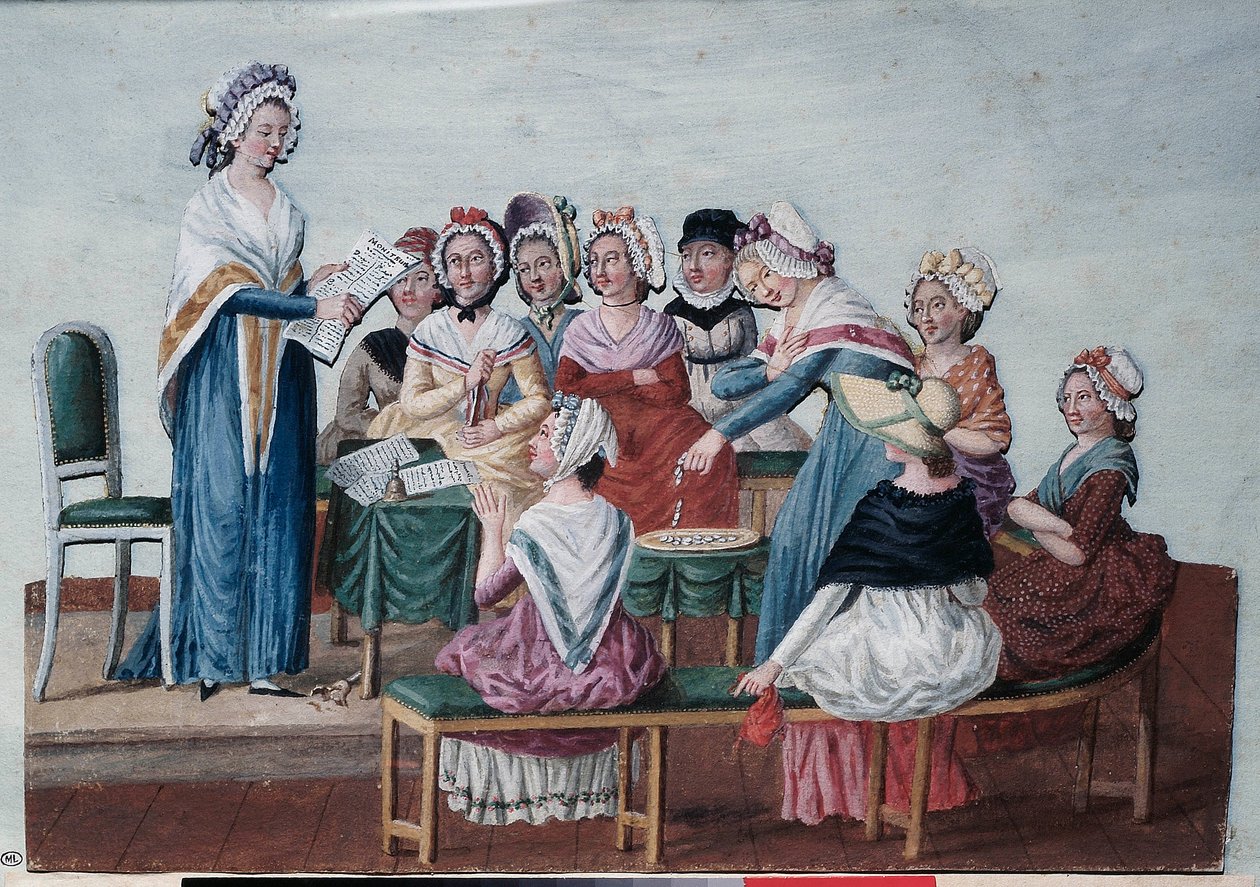 الثورة الفرنسية (1789): نادي المرأة الوطني أثناء الثورة. اللوحة التي رسمها الأخوان ليسور (القرن الثامن عشر). باريس ، متحف كارنافالي. بواسطة الإخوة ليسويور