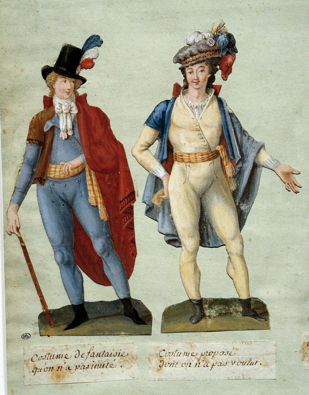 الثورة الفرنسية: أزياء ثوريين خياليين لم يتم تقليدهم. Gouache des freres Lesueur (القرن الثامن عشر) بواسطة الإخوة ليسويور