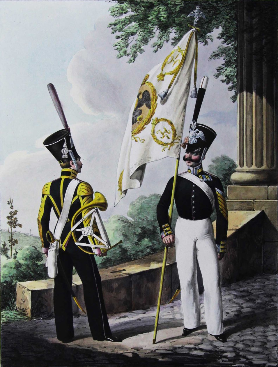 Porte-epee-Praporshchik و Hornist of the Guards Garrison Battalion ، 1829 بواسطة ليف الكسندروفيتش بيلوسوف