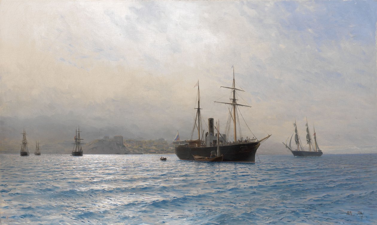 سفينة روسية عند مدخل مضيق البوسفور بعد الحرب الروسية التركية عام 18771878 بواسطة ليف فيليكسوفيتش لاغوريو