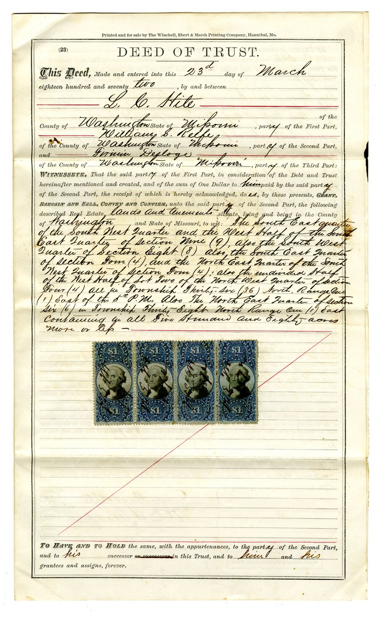 قرض من Firmin Desloge إلى LC (Lewis Cass) Hite بواسطة لويس كاس هيت