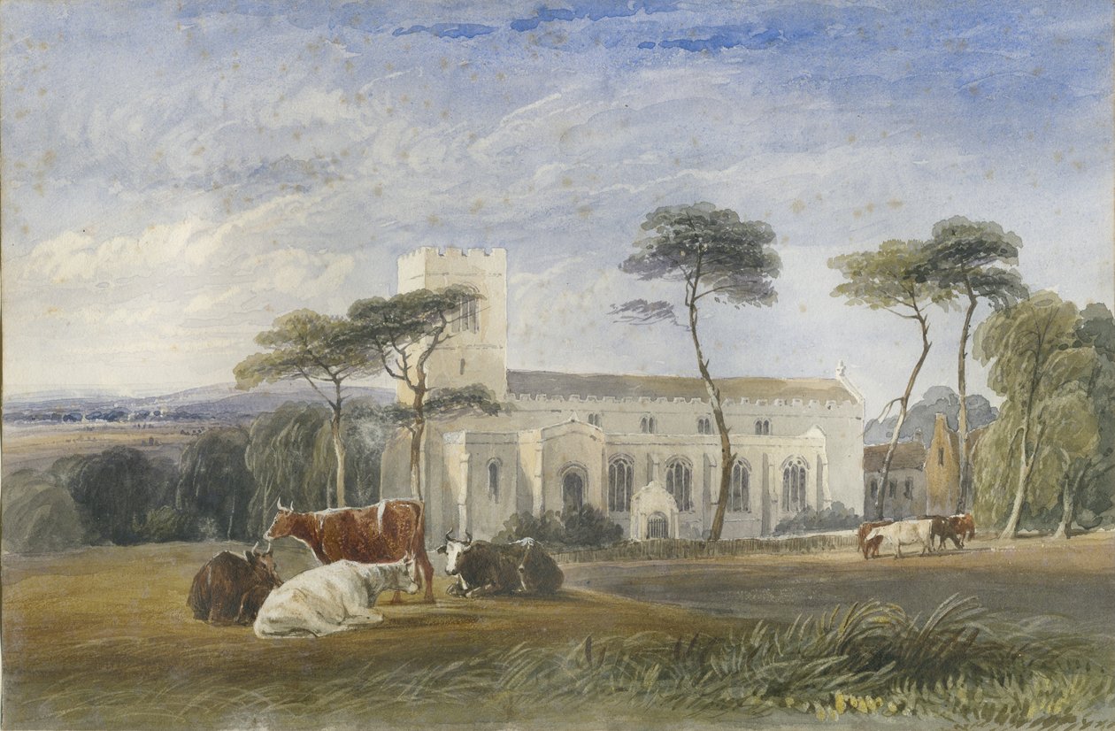كنيسة بيدولف: رسم بالألوان المائية ، بدون تاريخ [c1830-1840] بواسطة لويس جون وود