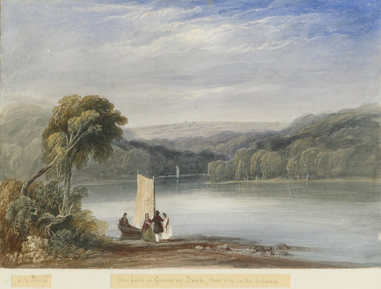 Greenway Bank - Lake: رسم بالألوان المائية ، بدون تاريخ [1830-1840] (رسم) بواسطة لويس جون وود