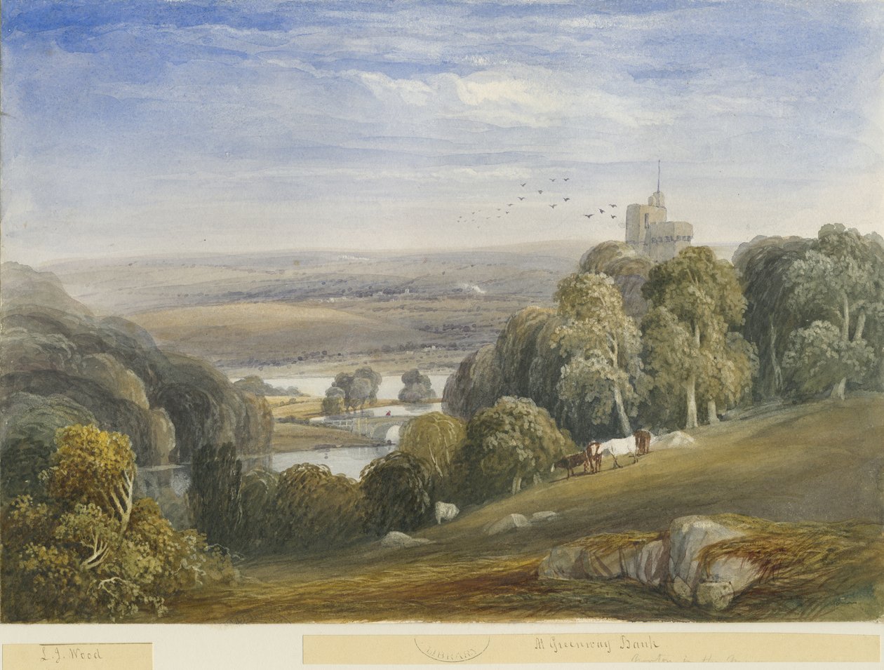 Greenway Bank - Lake: ألوان مائية ، بدون تاريخ [c1830-1840] بواسطة لويس جون وود