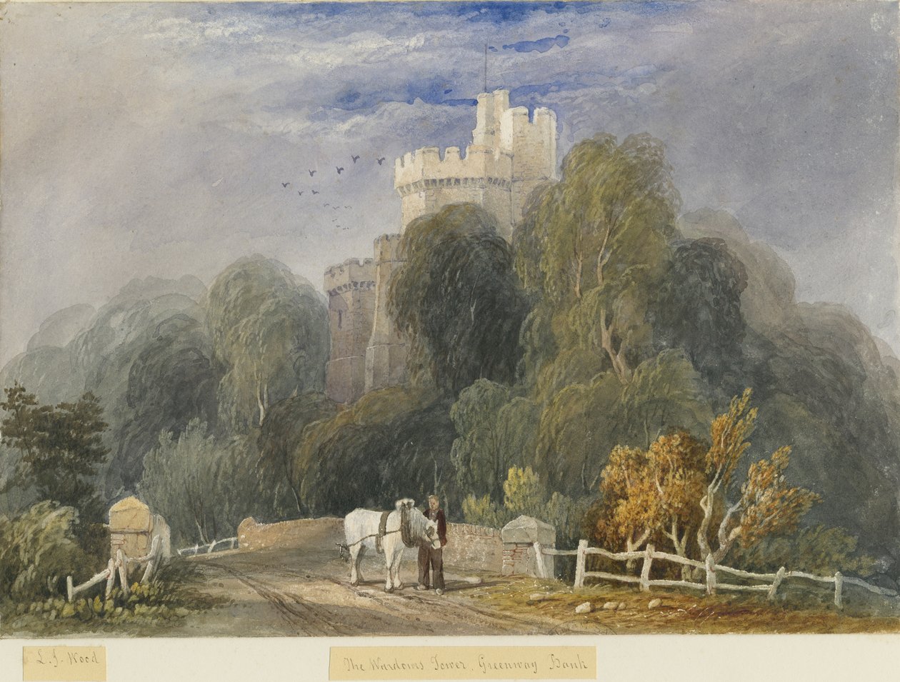Greenway Bank - "برج الحارس": رسم بالألوان المائية ، بدون تاريخ [1830-1840] (رسم) بواسطة لويس جون وود