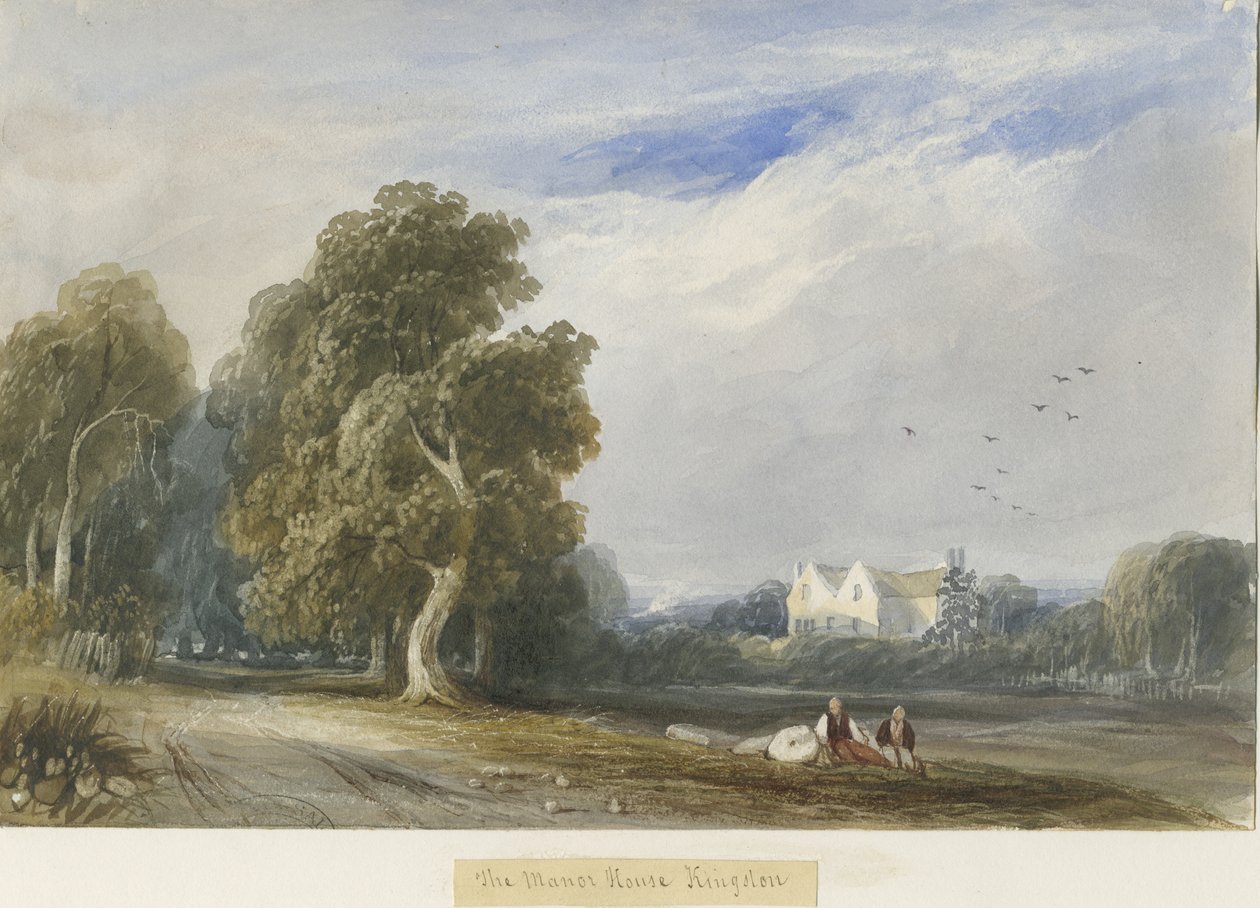 Kingstone - ذا مانور هاوس: لوحة ألوان مائية ، بدون تاريخ [c1830-1840] بواسطة لويس جون وود