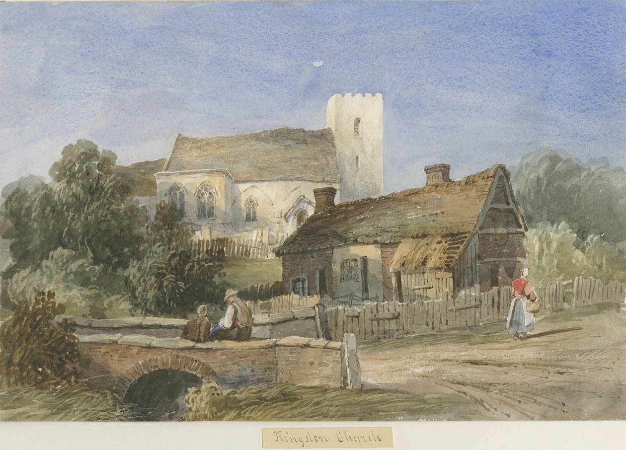 كنيسة كينغستون: الرسم بالألوان المائية ، بدون تاريخ [c1830-1840] بواسطة لويس جون وود