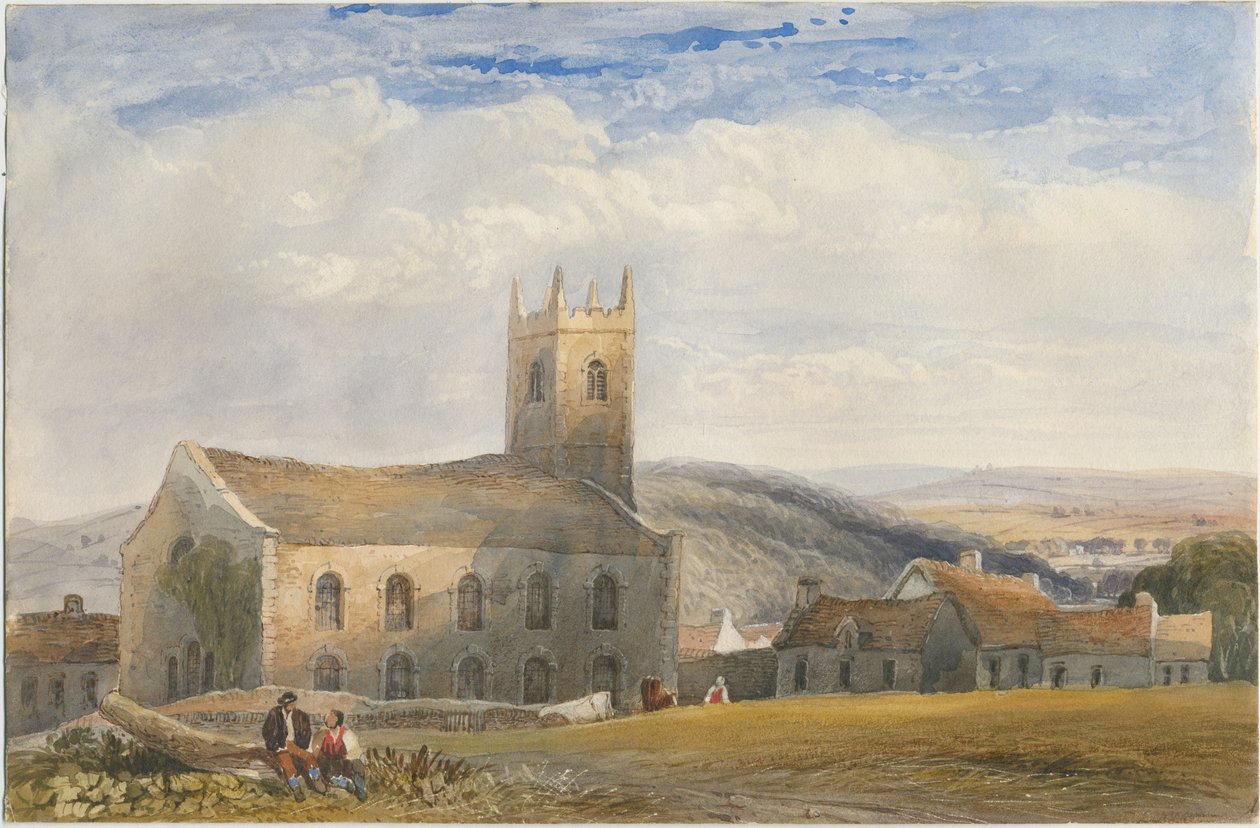 كنيسة لونجنور - "سانت جايلز" [سانت باثولوميو]: لوحة ألوان مائية ، بدون تاريخ [c1830-1840] بواسطة لويس جون وود