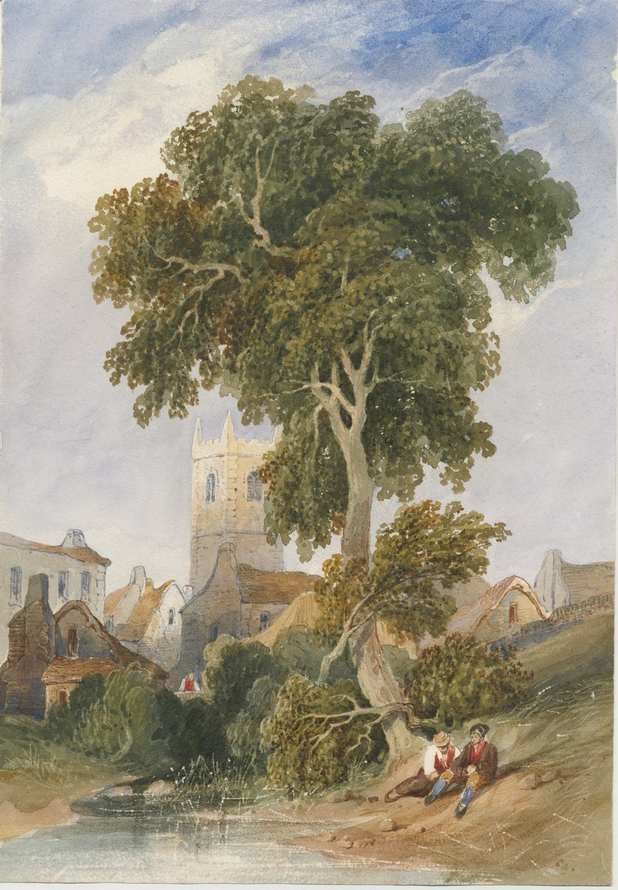 قرية لونجنور: رسم بالألوان المائية ، بدون تاريخ [c1830-1840] بواسطة لويس جون وود