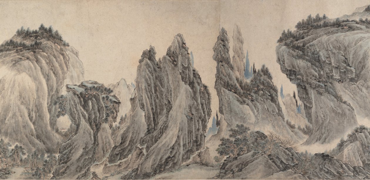 منظر طبيعي بعد Dong Yuan و Juran و Ma Yuan و Xia Gui ، مؤرخ في yiwei عام 1655. بواسطة لي زي