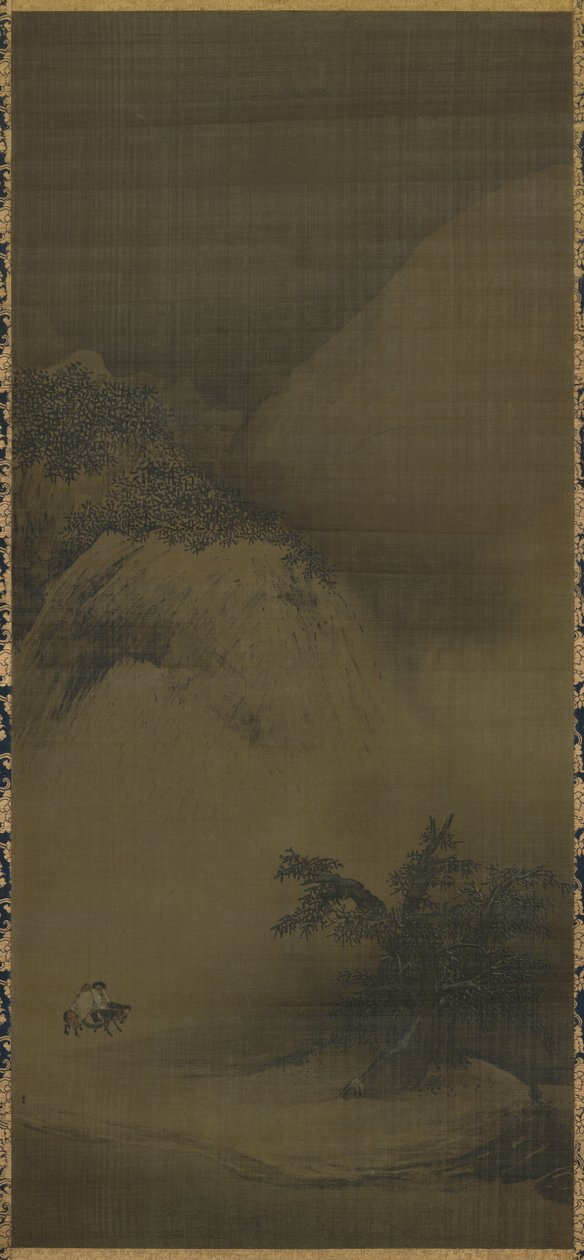 مشهد ثلجي ، رسم المناظر الطبيعية (Kenpon bokuga tansai sekkei sansui zu). بواسطة ليانغ كاي
