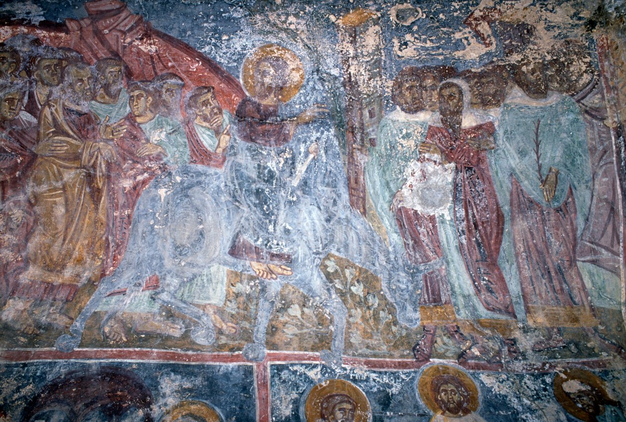 Angel, fresco in Byzantine church of Sotiras Christos, Vlithias, Crete, Greece (photo) بواسطة غير معروف غير معروف