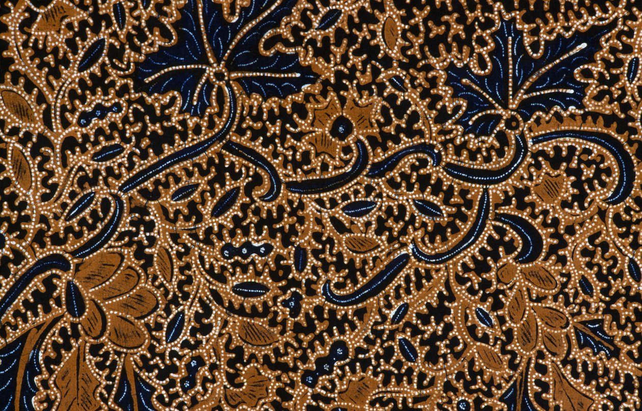 Batik with traditional floral design, Surakarta, Java, Indonesia ,detail بواسطة غير معروف غير معروف